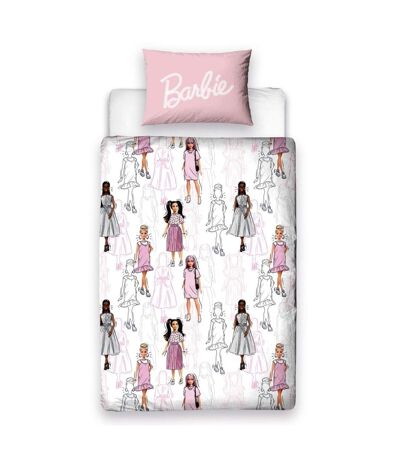 Parure de lit rose / blanc / gris Barbie