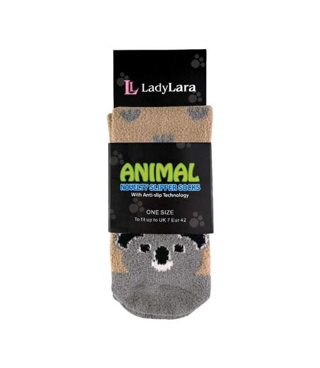 1 Pack Ladies Fluffy Animal Pattern Slipper Socks with Grips