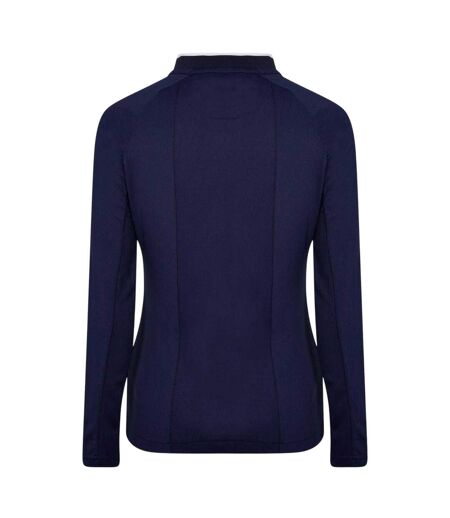 Polo Manches Longues Raglan Femme Bleu Marine Blanc Castore