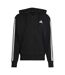 Mens 3 Stripes Full Zip Hoodie Black White Adidas-2