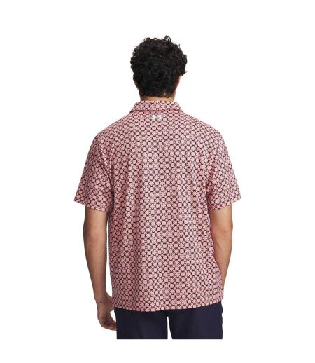 Mens Matchplay Crab Polo Shirt Pink Navy White Under Armour