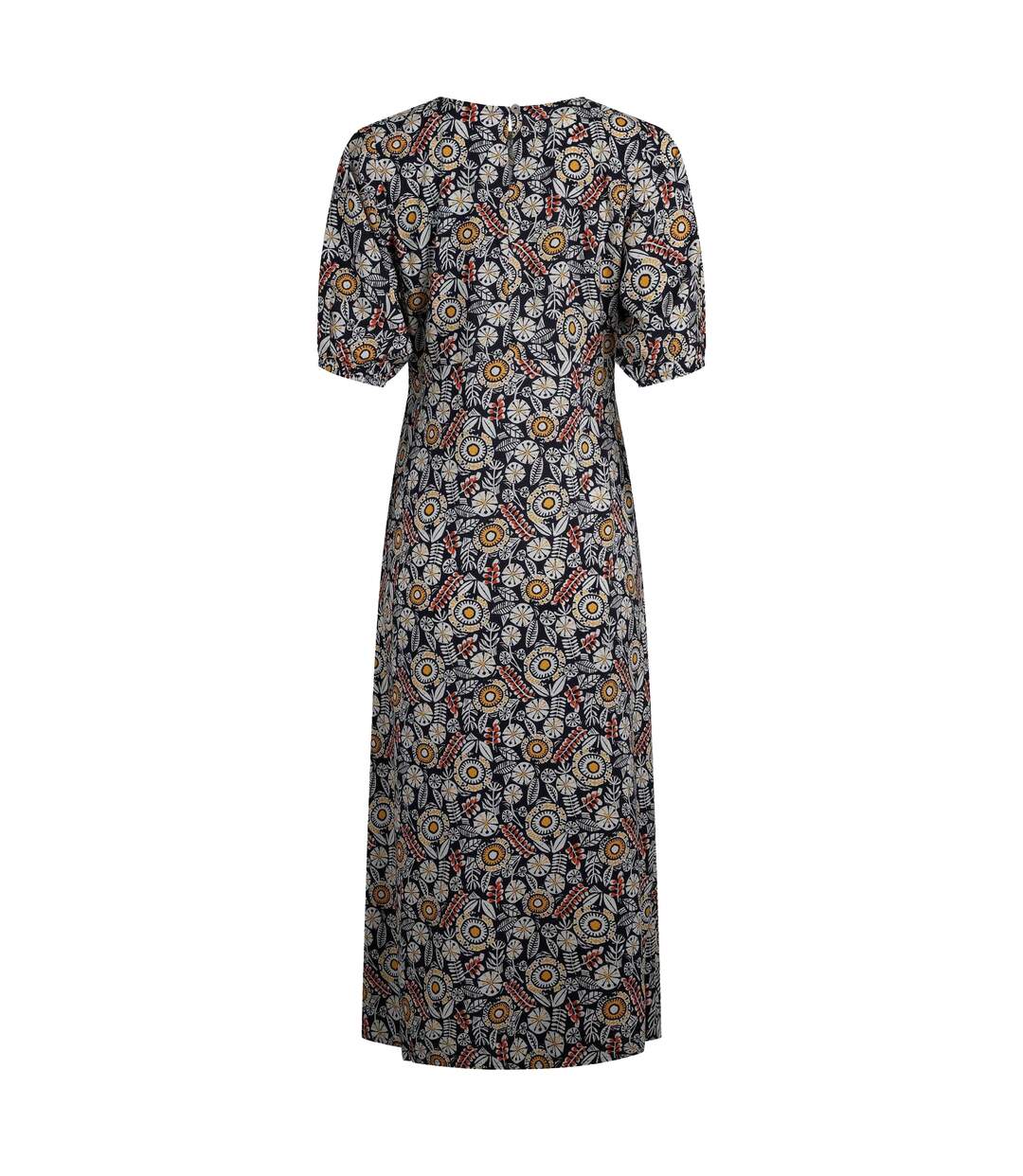 Womens/ladies everly printed midi dress navy Weird Fish-2