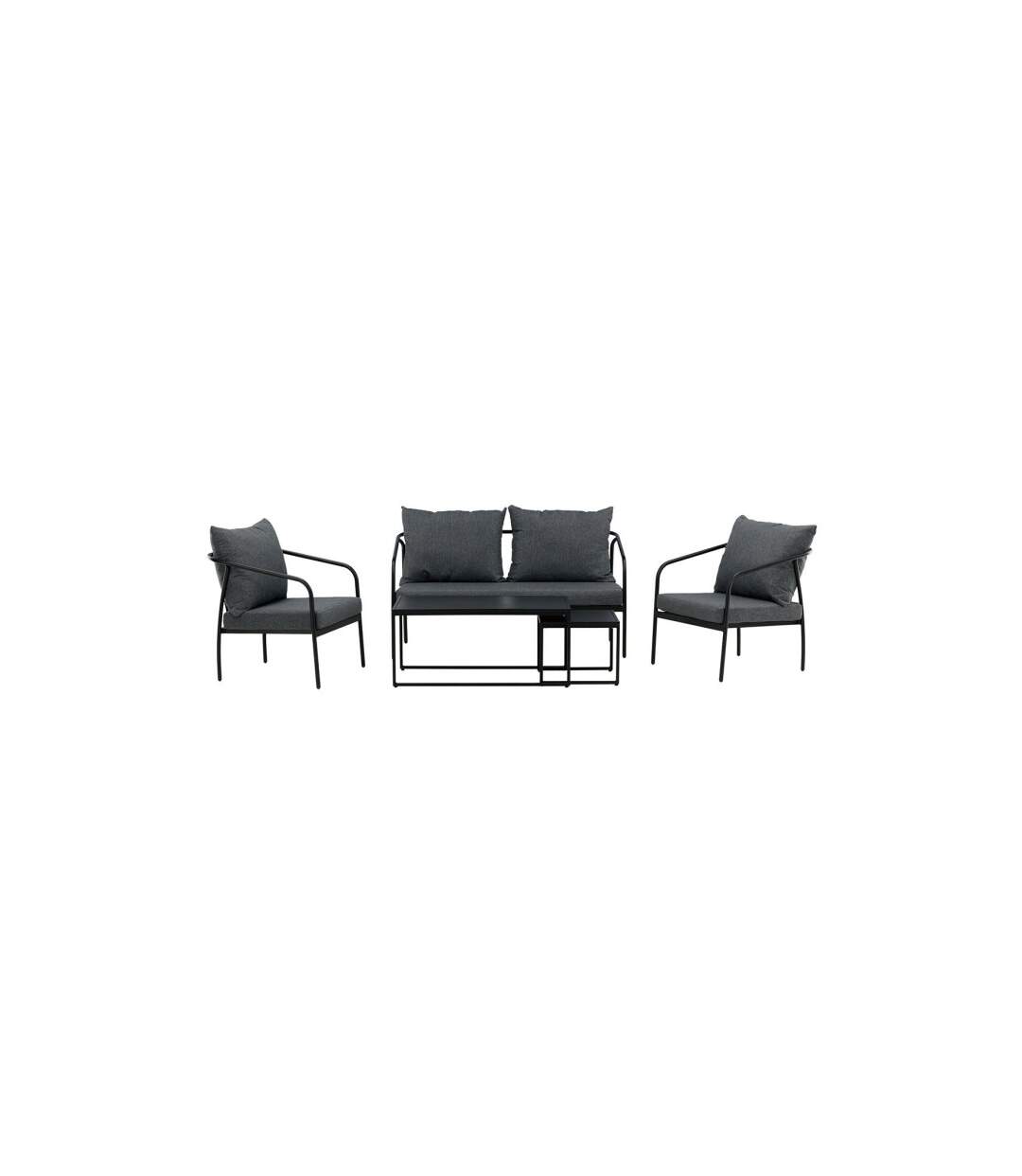Salon de Jardin en Métal Sopot 146cm Noir-1