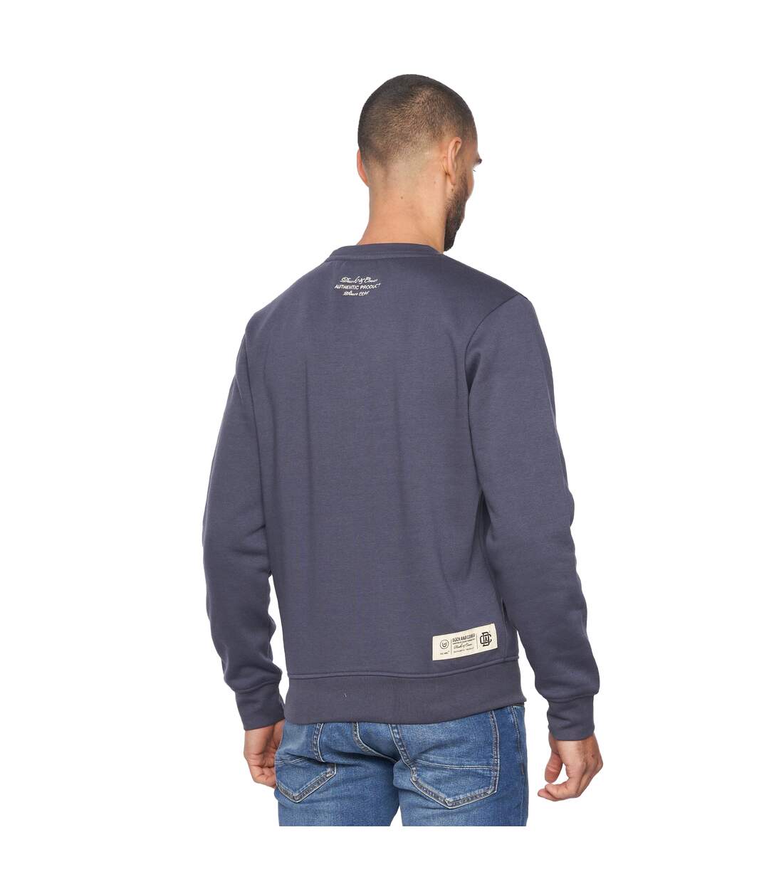 Mens keyaan crew neck sweatshirt navy Duck and Cover-2