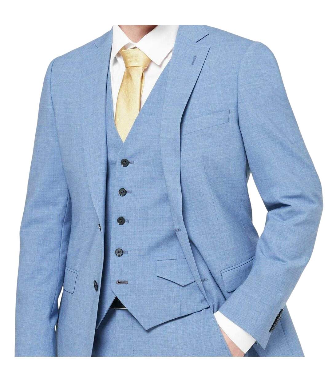 Mens Wool Blend Slim Waistcoat Light Blue Without Prejudice-4