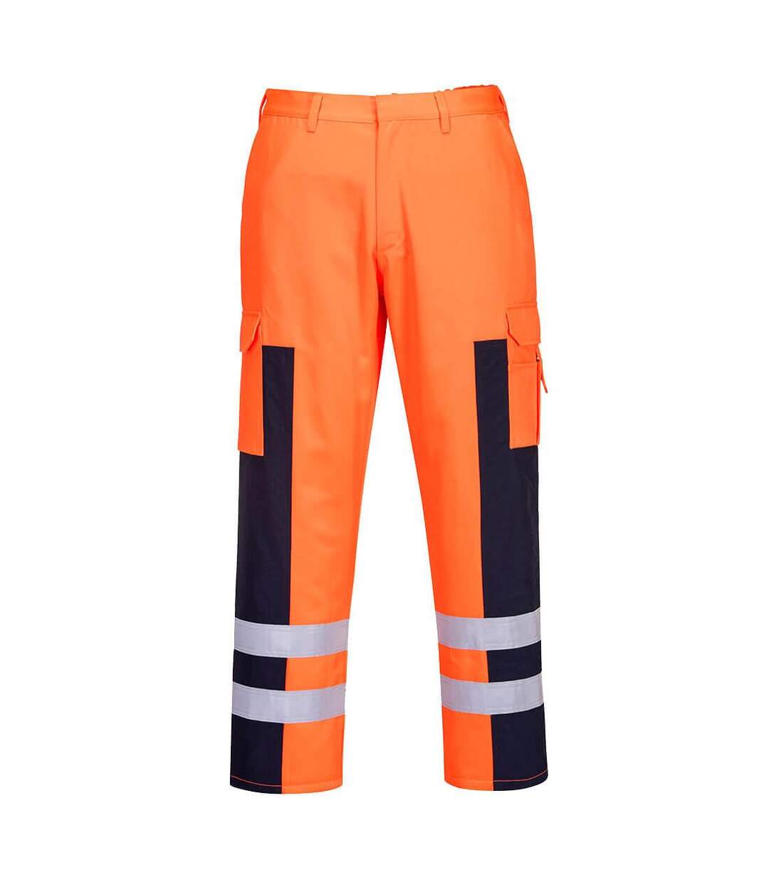 Mens service ballistic hi-vis trousers orange/navy Portwest-1