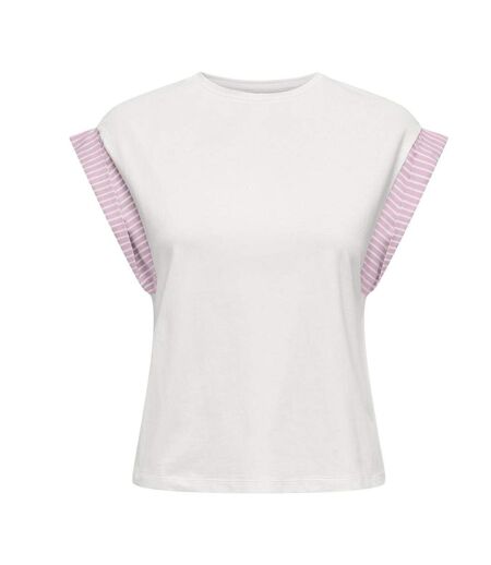 T-Shirt blanc/rose femme only dawn