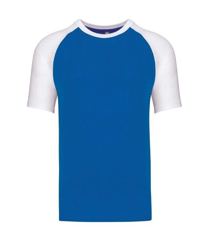 T-shirt bicolore baseball - Homme - K330 - bleu aqua et blanc