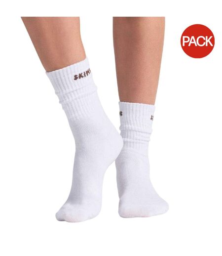 Pack Of 3  Womens/ladies Logo Trainer Socks  Snow Multicoloured Skims