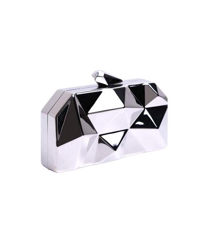 Melanie geometric pattern clutch bag one size silver Where´s That From