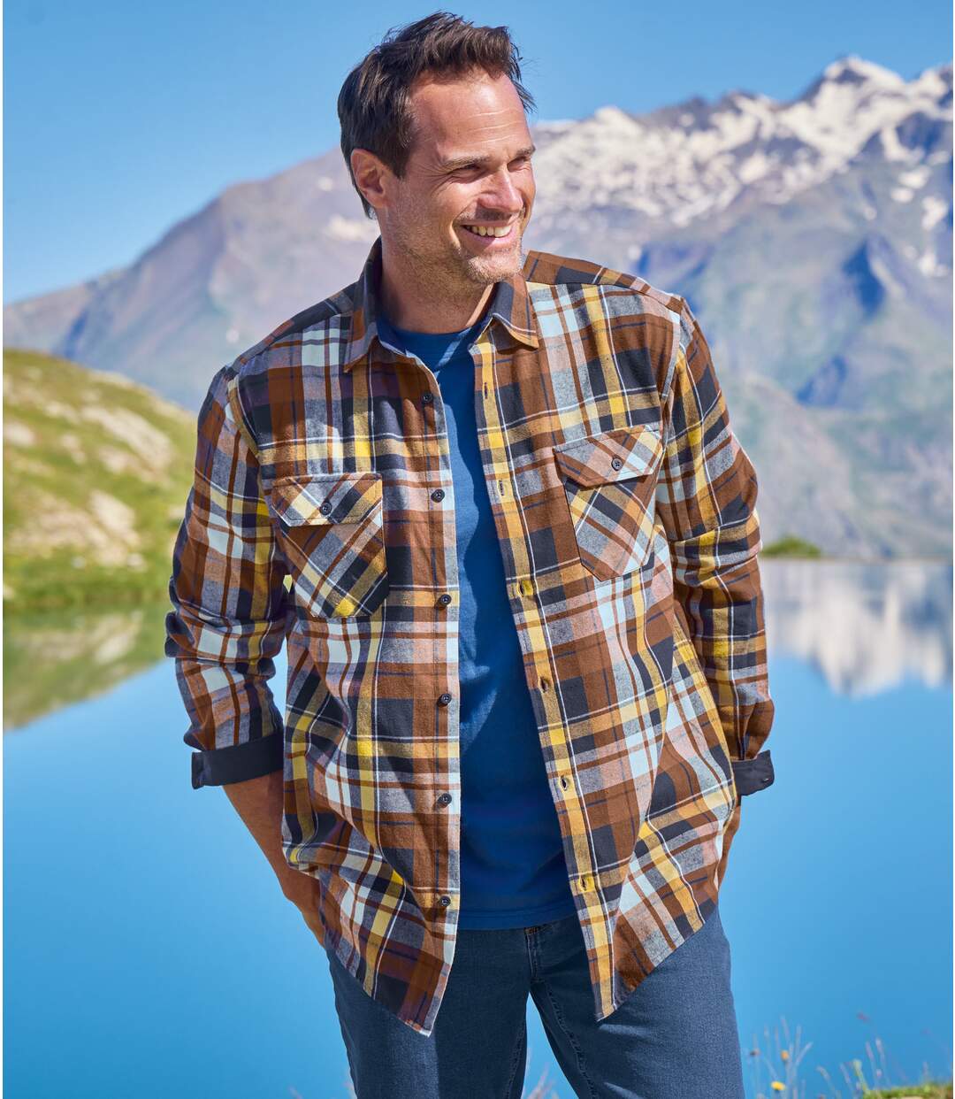 Chemise à carreaux en flanelle homme