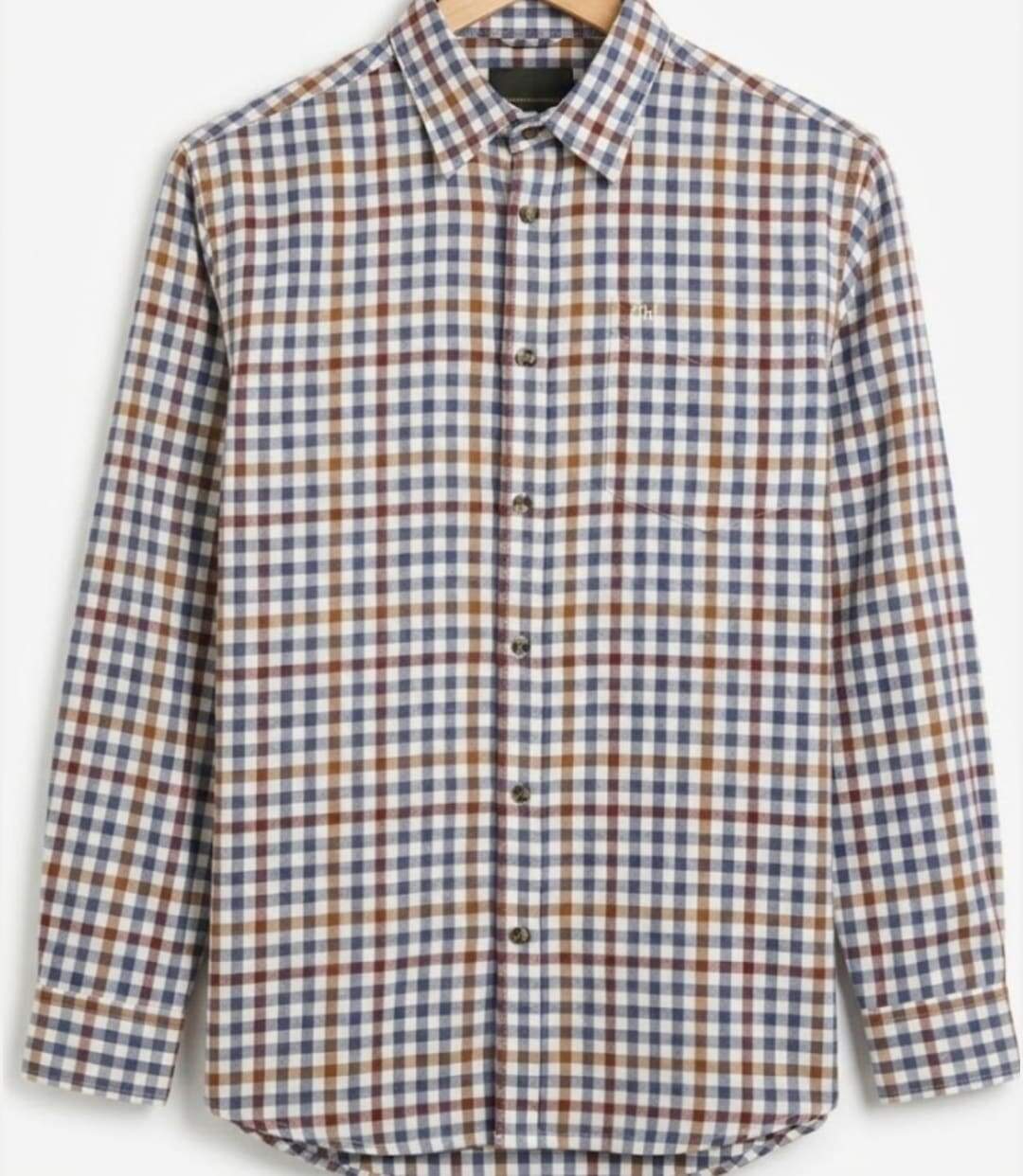 CHALLENGER TONUS1 — Chemise à carreaux manches longues camel et gris : chaleur et aisance en flanelle-2