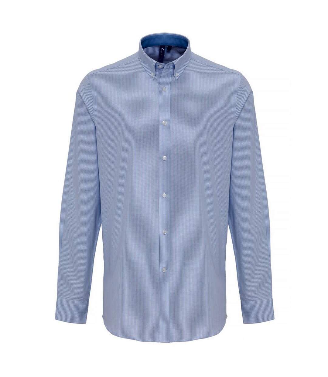 Mens cotton rich oxford stripe shirt white/light blue Premier