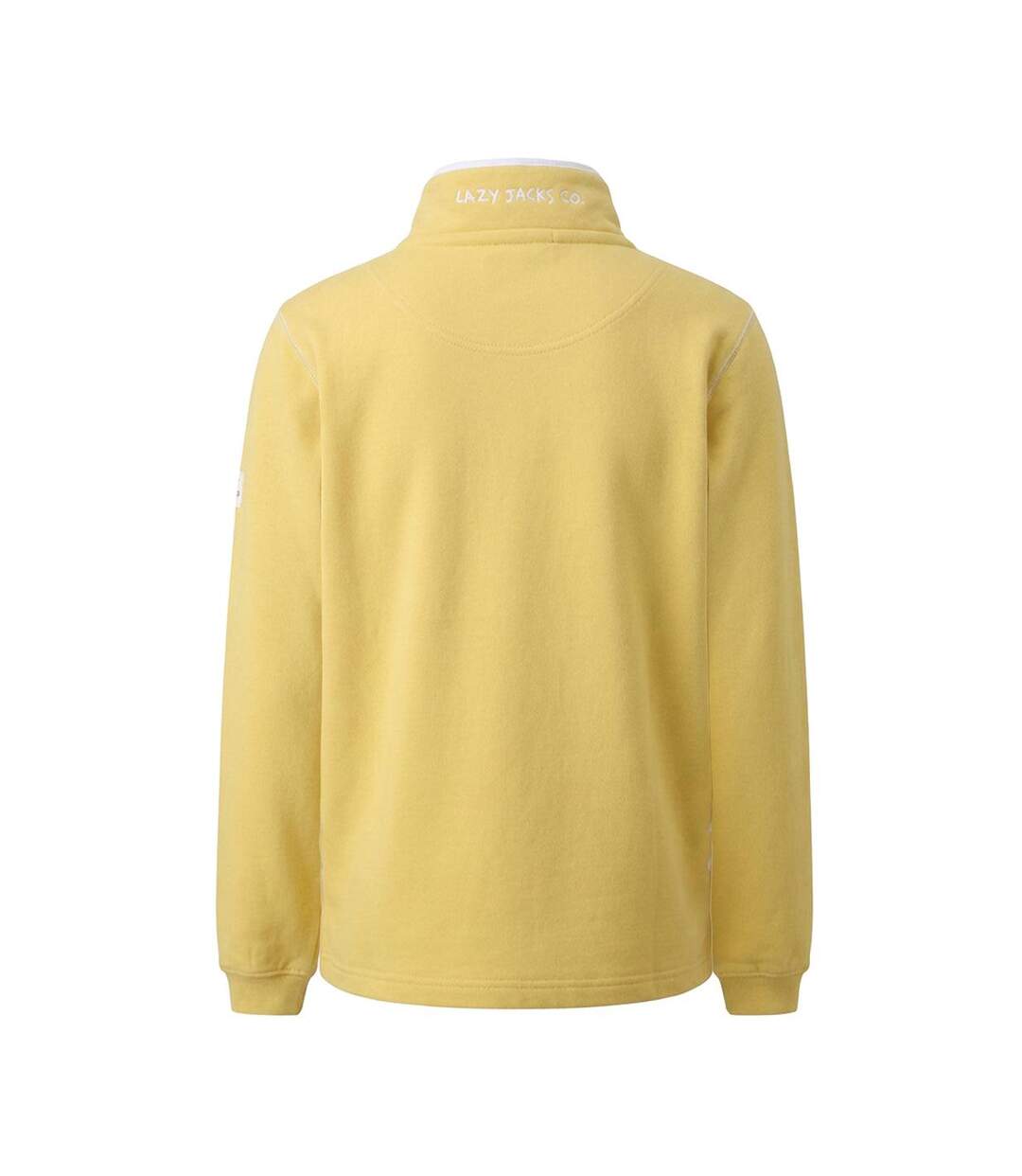 Womens/ladies Soft Touch Quarter Zip Sweatshirt Lemon White Lazy Jacks-2