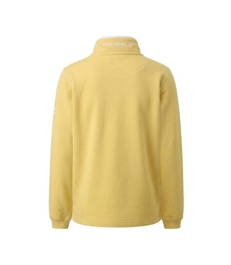 Womens/ladies Soft Touch Quarter Zip Sweatshirt Lemon White Lazy Jacks