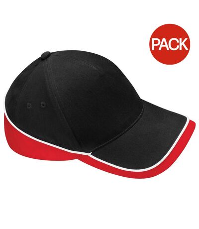 Lot de 2  casquettes de sport adulte noir/rouge classique/blanc Beechfiel