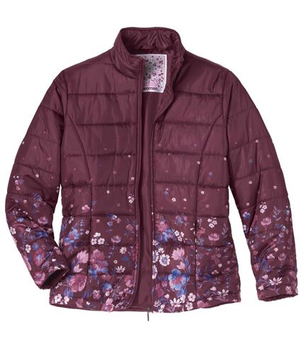 Manteau matelassé floral femme - prune