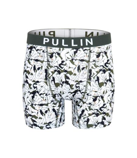 PULL IN Boxer Long Homme Microfibre CAMOSUTRA2 Blanc Kaki