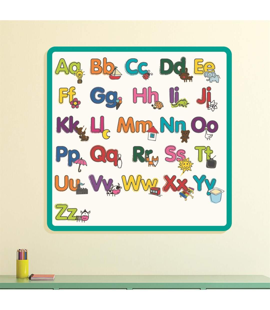 Lettres à Colorier & 5 Feutres Alphabet 50x50cm Blanc-3