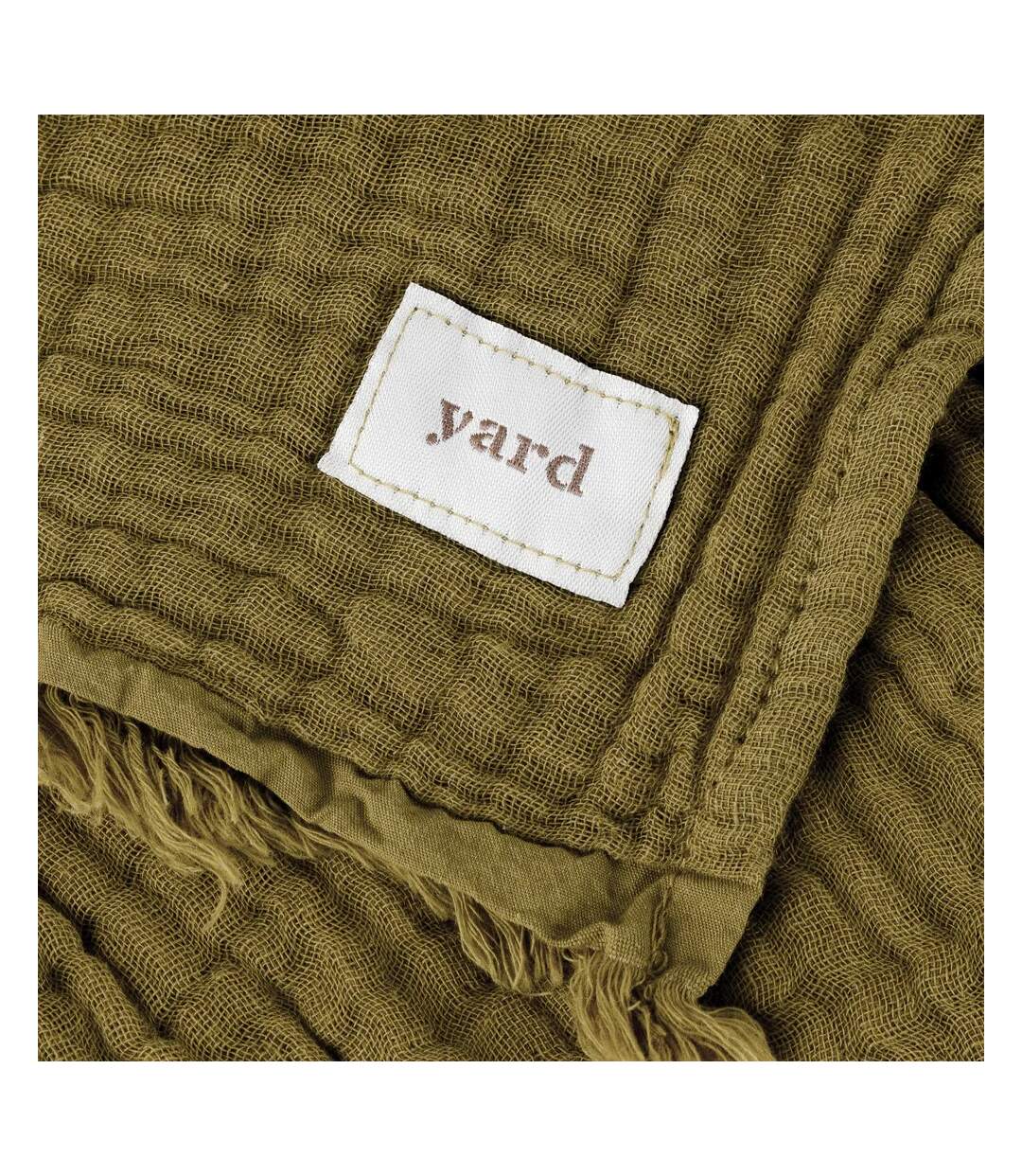 Lark muslin crinkled throw khaki green Yard-2