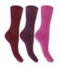 Womens/Ladies Plain Cotton Rich Non Elastic Top Socks (Pack Of 3) (Shades Of Purple) - UTW355