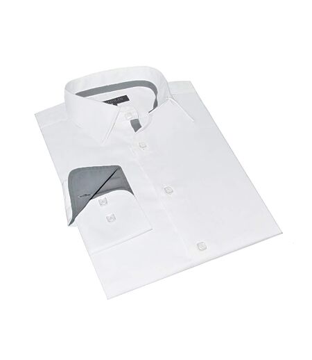 Chemise cintrée homme ajustée blanche galon gris