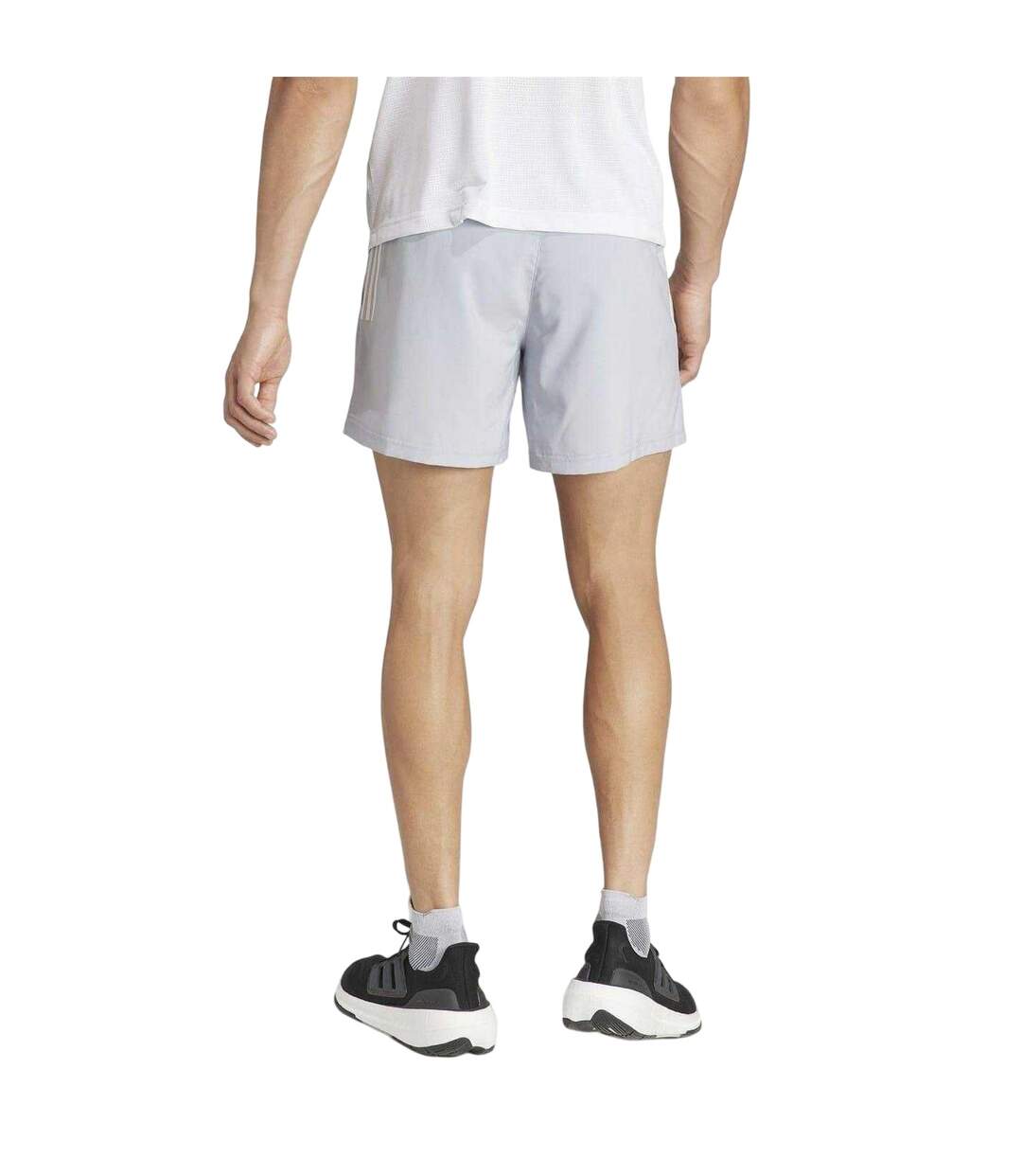 Mens Own The Run Logo Running Shorts Silver Adidas-3