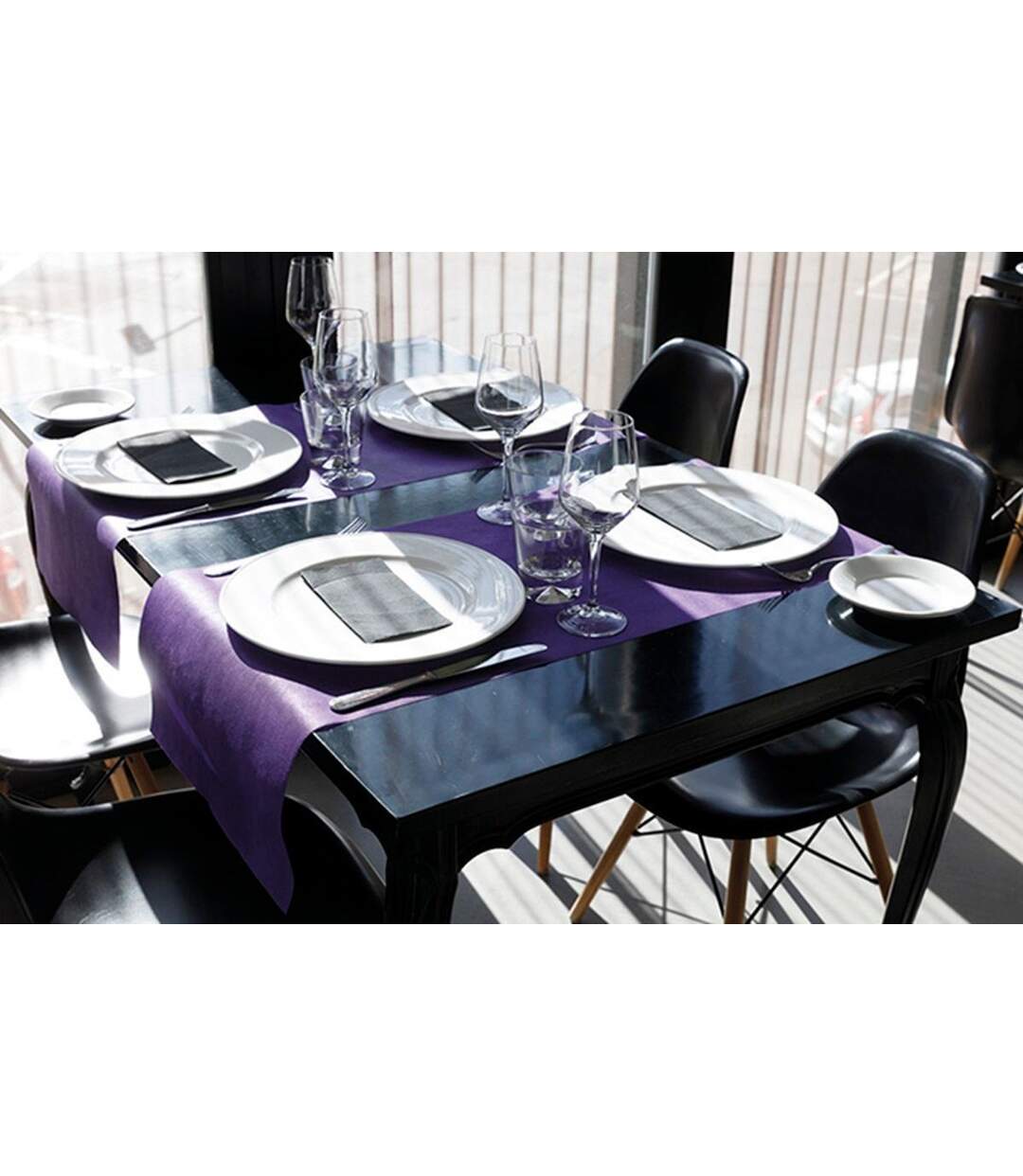 Lot de 100 chemins de table tissu jetables 120x40 cm - 2 couverts - HOSTEX - violet raisin-2