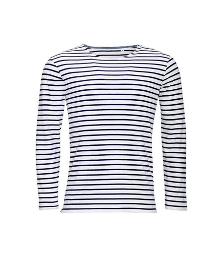 Marine t-shirt rayé à manches longues homme blanc/bleu marine SOLS