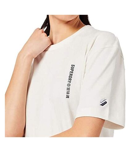 T-shirt Blanc Femme Superdry Logo Linear - 36