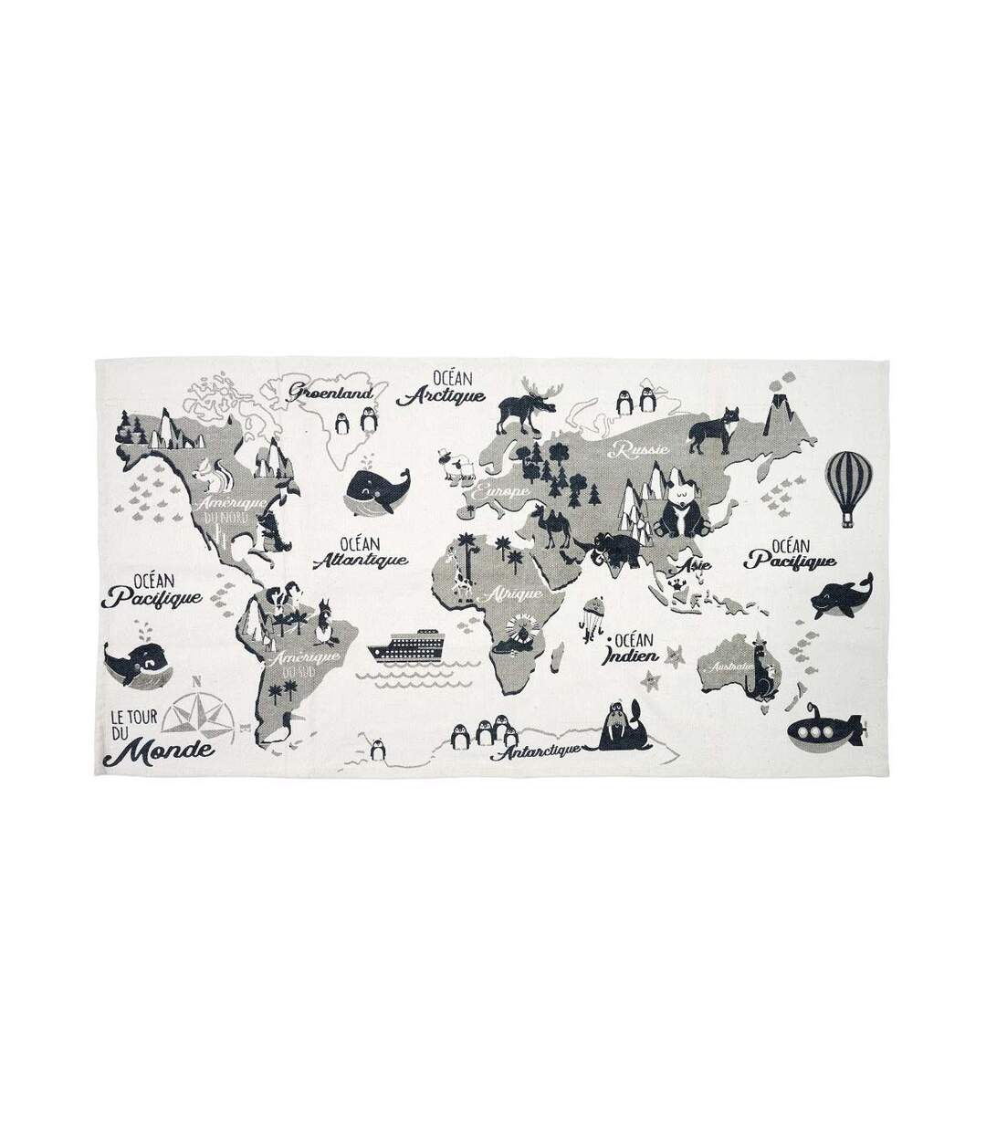Tapis jeu enfant en coton 140x70 cm Mappemonde-1