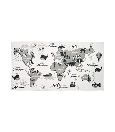 Tapis jeu enfant en coton 140x70 cm Mappemonde