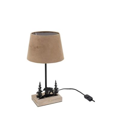 Lampe en métal et bois décor Forêt 1 ours + 2 sapins