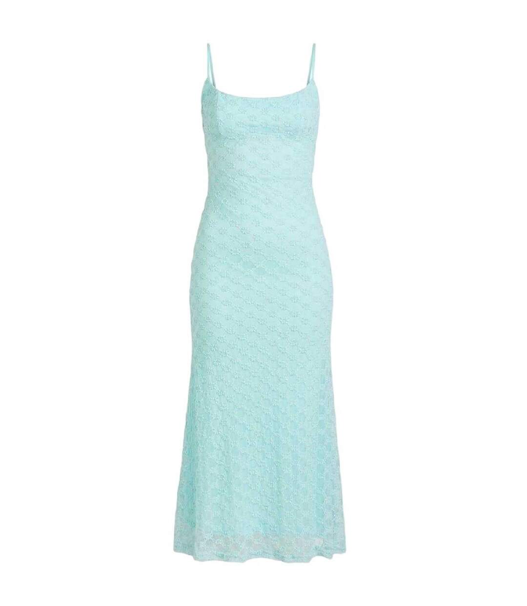 Robe Mi-longue Motif/style Maille Adoni Femme Turquoise Pâle Bardot-2