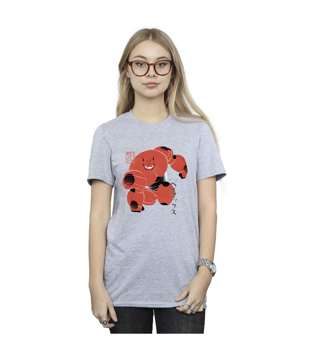 Disney Womens/Ladies Big Hero 6 Baymax Suite Pose Cotton Boyfriend T-Shirt (Gris sportif) - UTBI15539-2