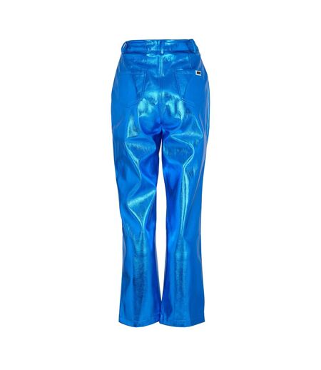 Womens/ladies Metallic Trousers Blue AmyLynn