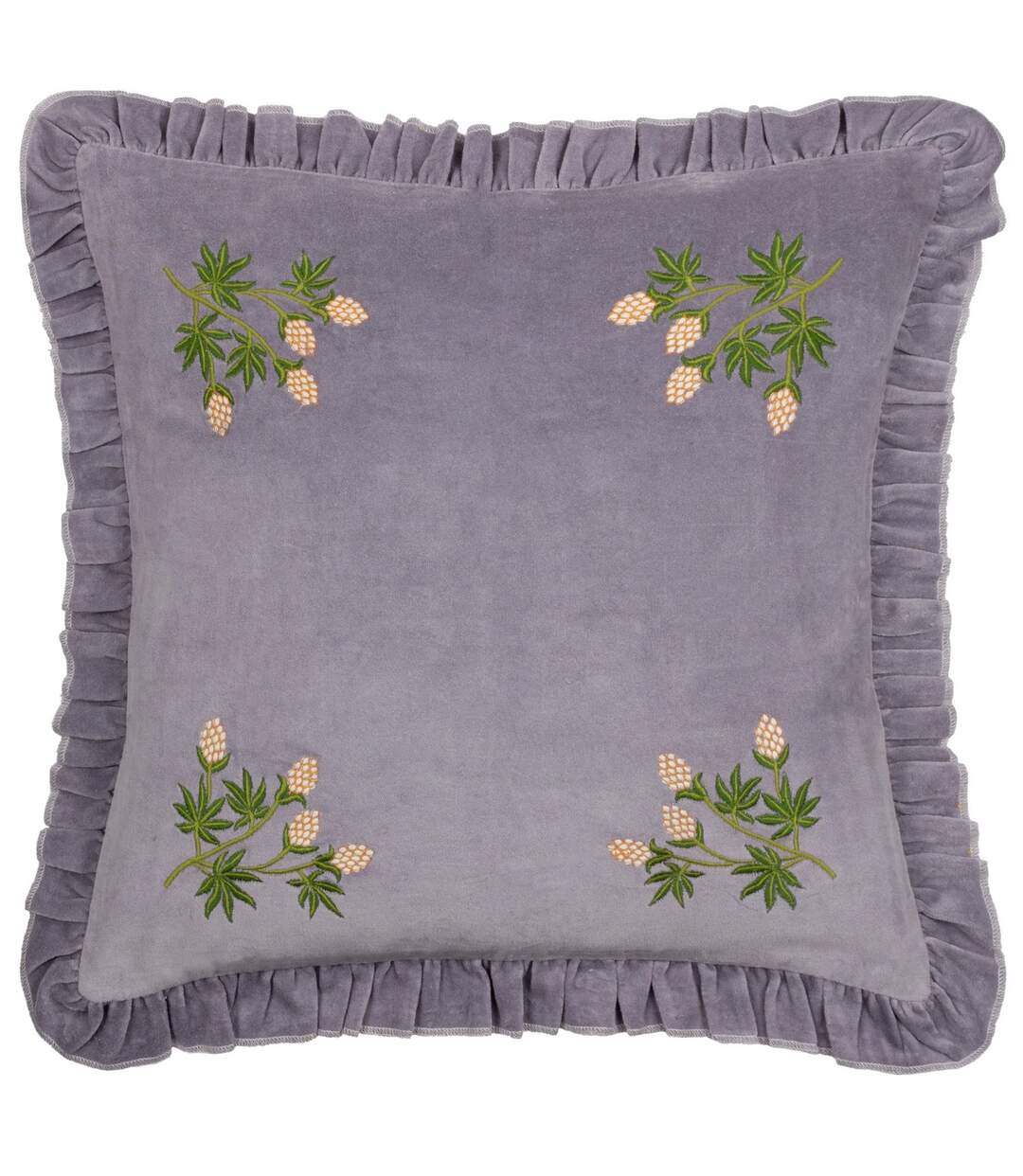 Hettie velvet embroidered cushion cover 45cm x 45cm lilac Furn-1