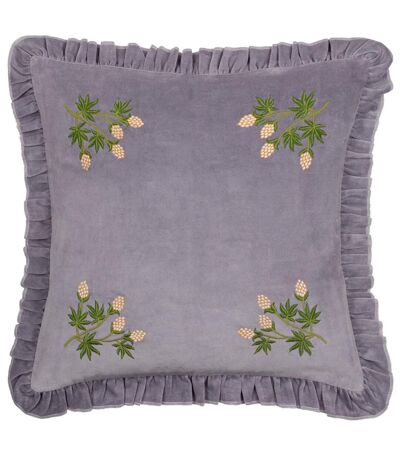 Hettie velvet embroidered cushion cover 45cm x 45cm lilac Furn