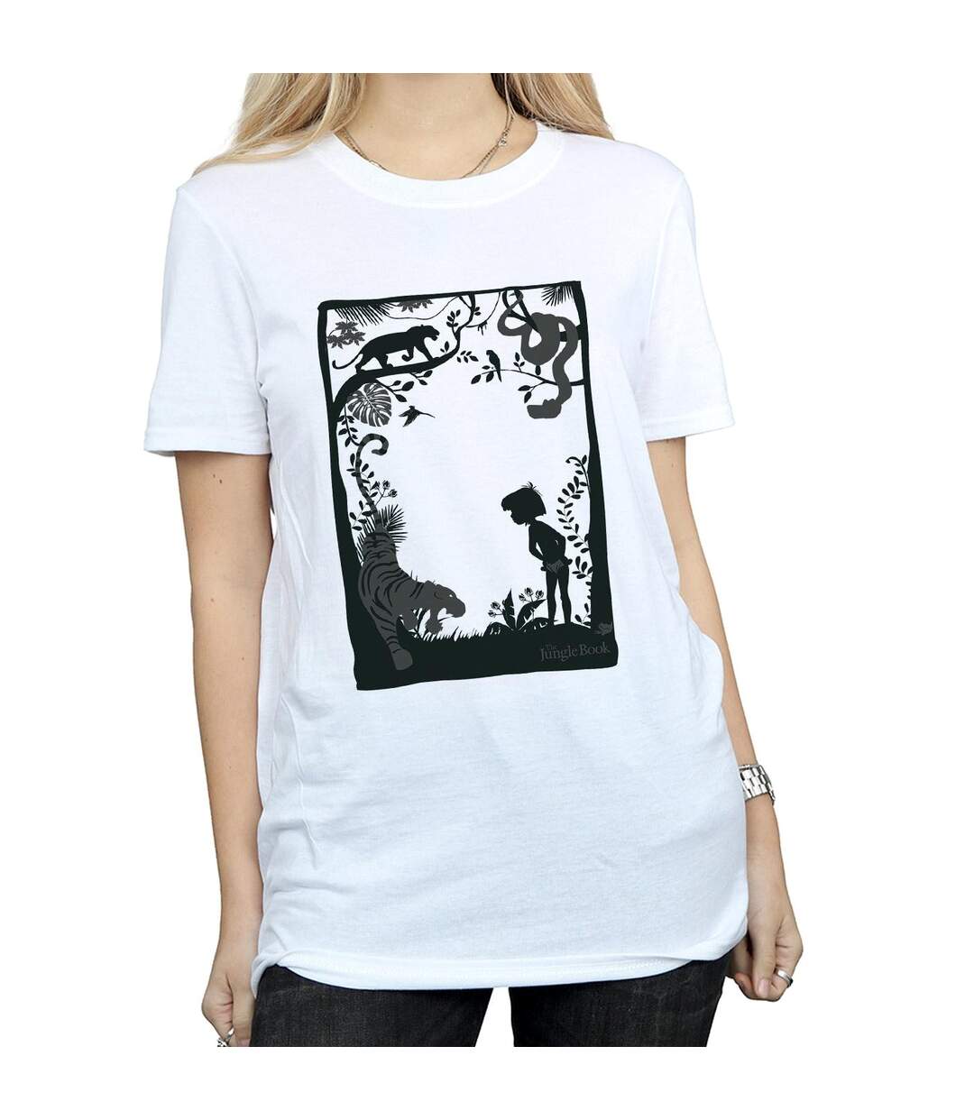 Disney Womens/Ladies The Jungle Book Silhouette Poster Cotton Boyfriend T-Shirt (Blanc) - UTBI28303-3