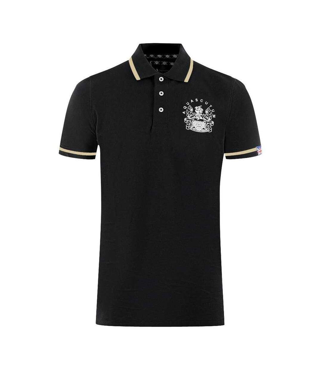 Unisex Adult Aldis Tipped Polo Shirt Black Aquascutum-1