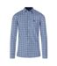 Mens gingham brushed cotton long-sleeved shirt sky blue Raging Bull