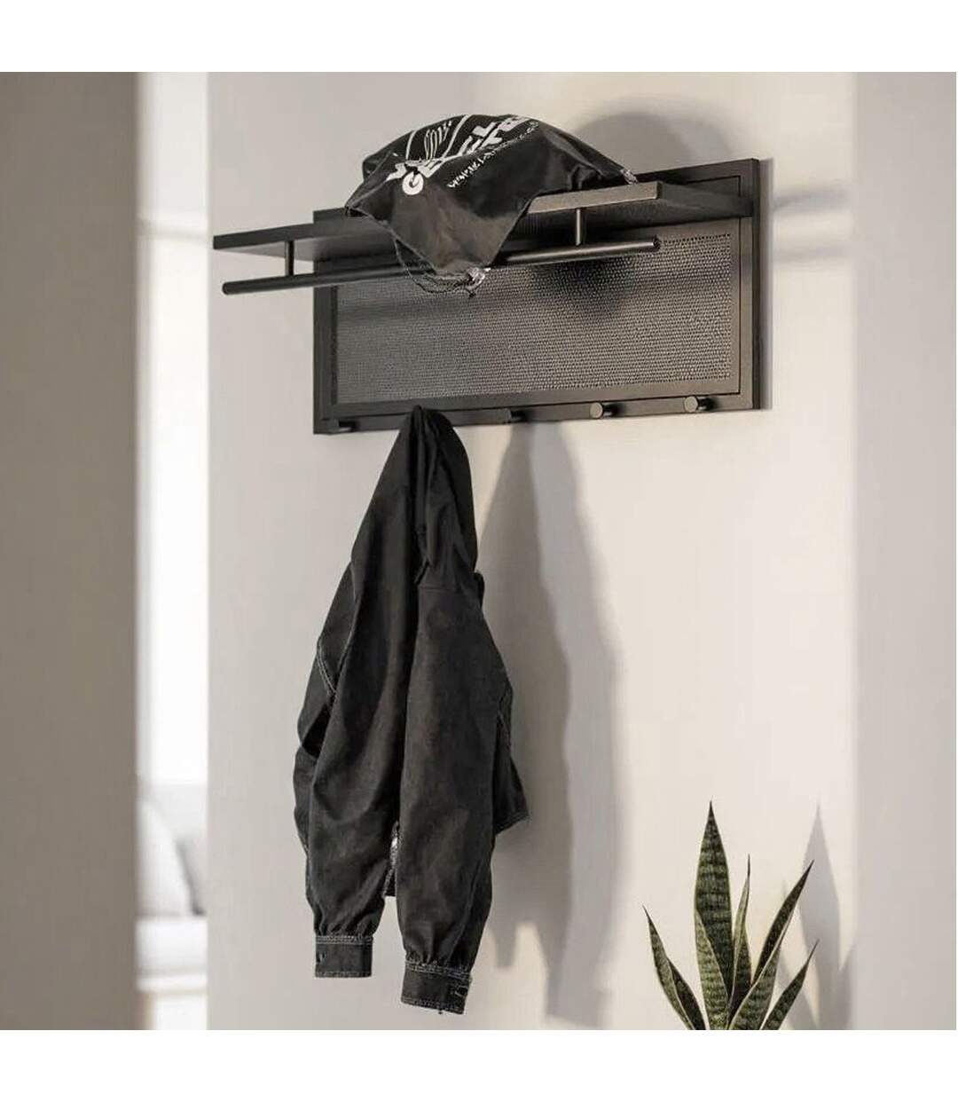 Patère Murale en Métal Paulo 75cm Noir-4