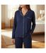 INFINITIF PARIS Ensemble Pyjama Long Femme Col Chemise Passepoil Blanc-2