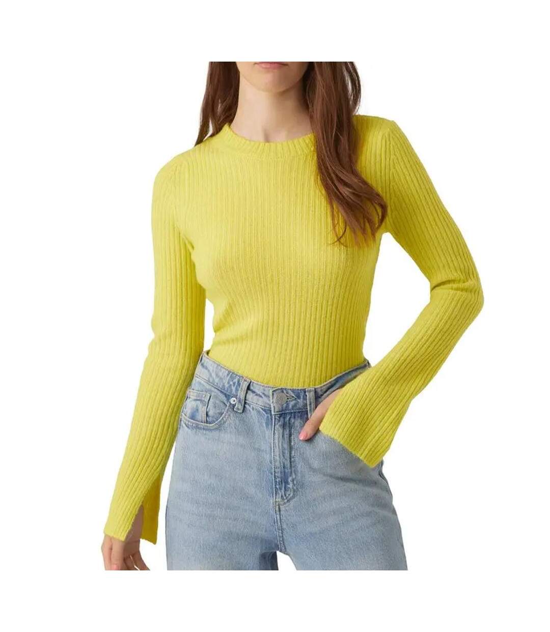 Pull jaune femme vero moda britany-1