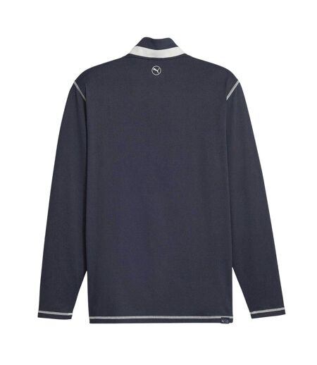 Mens Quarter Zip Jumper Navy Ash Grey Puma
