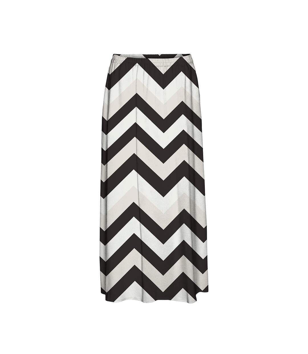 Jupe longue noir/blanc/beige femme vero moda joy maxi-1