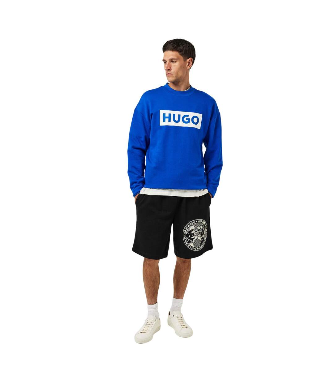 Mens Dubox Graphic Print Boxing Shorts Black Hugo-1