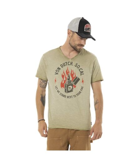 T-shirt homme col V en coton print devant Lighter Vondutch