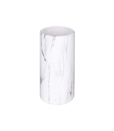 Vase Déco Cylindrique Effet Marbre 20cm Blanc