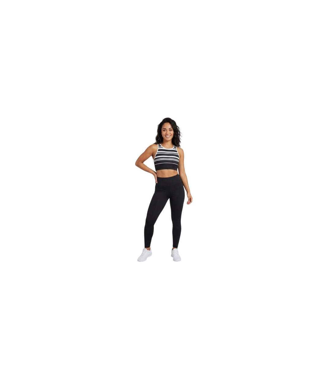 Womens/ladies Stripe Crop Top Black Zoggs-1